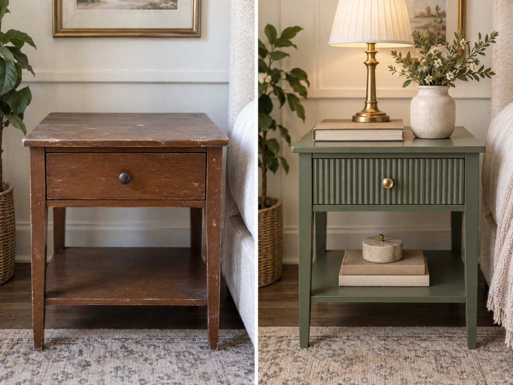 Bedside Table Makeover Before and After
