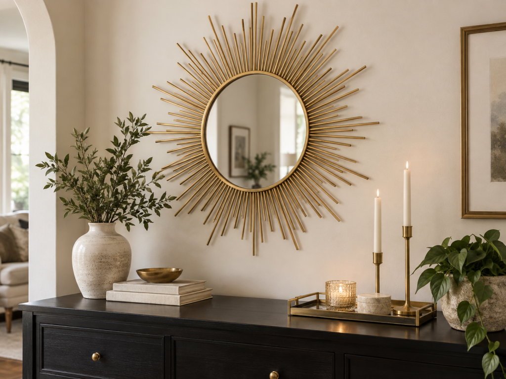 Elegant Sunburst Mirror Entryway