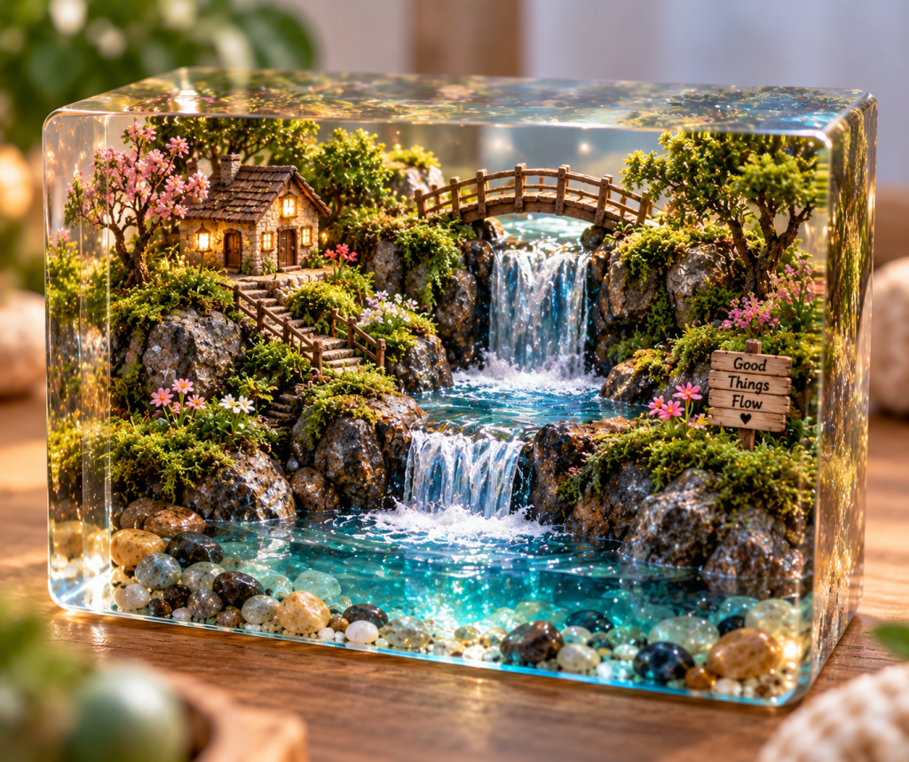 Miniature Waterfall Cottage Diorama