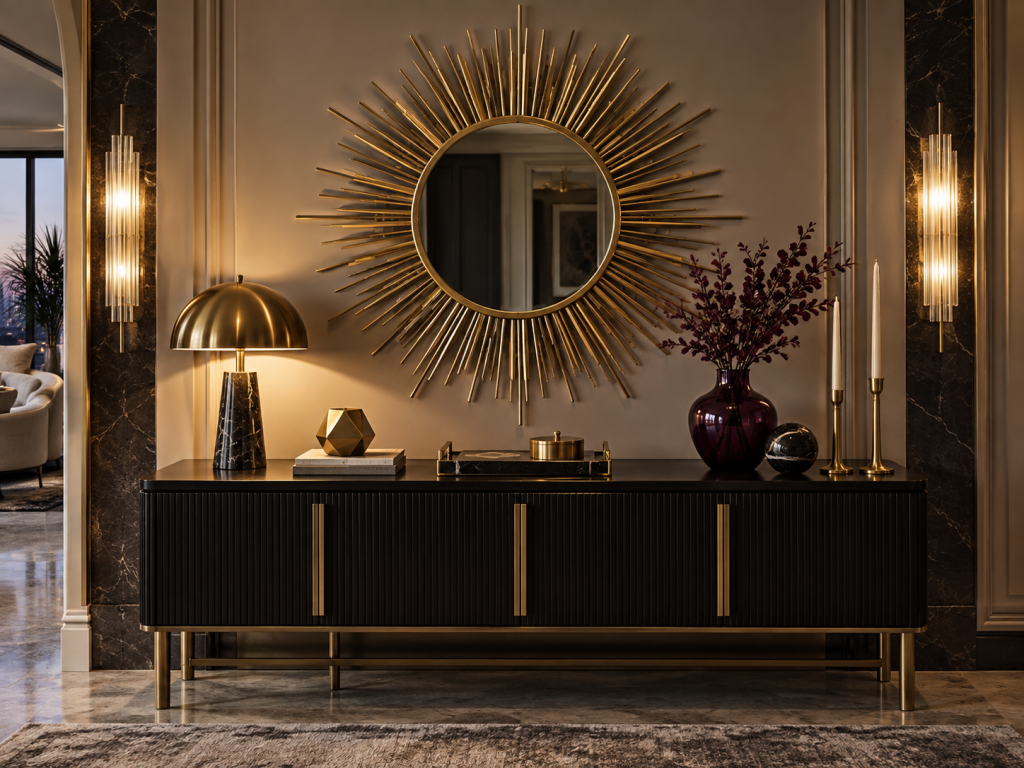 Moody Art Deco Console Vignette