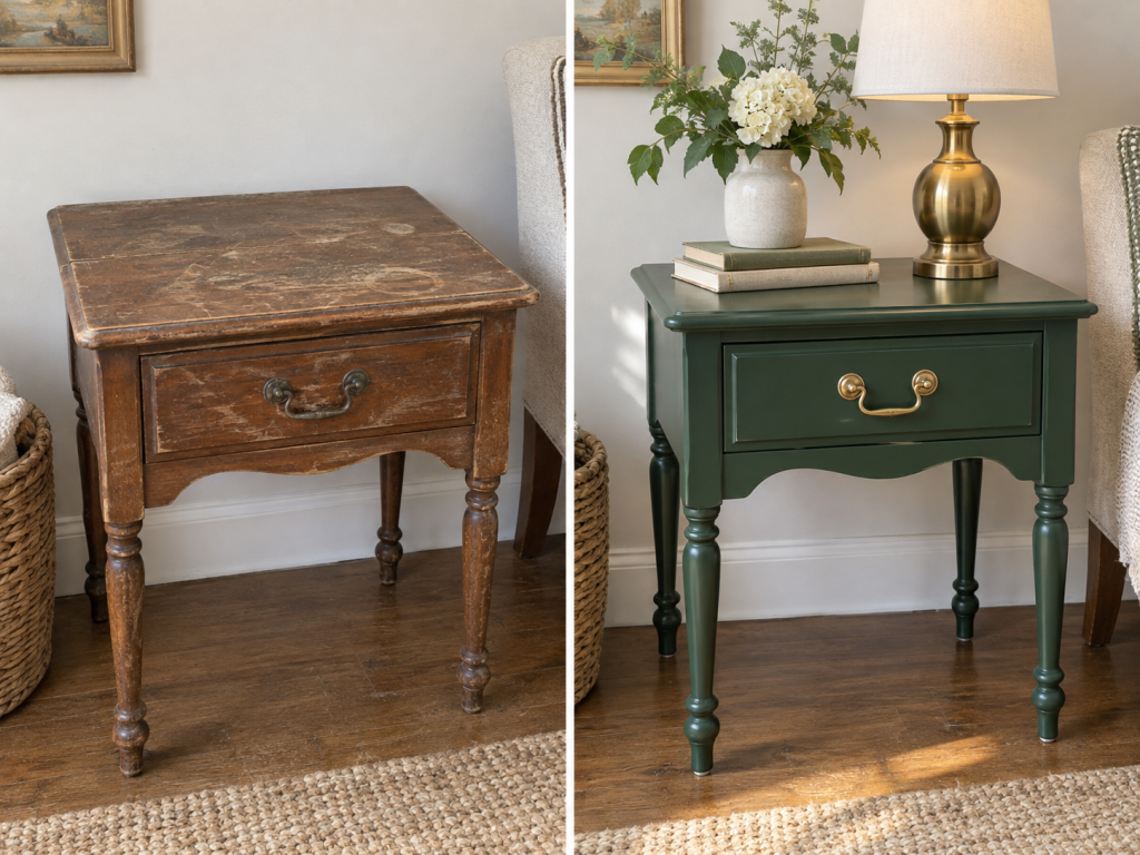 Vintage Side Table Makeover Before and After