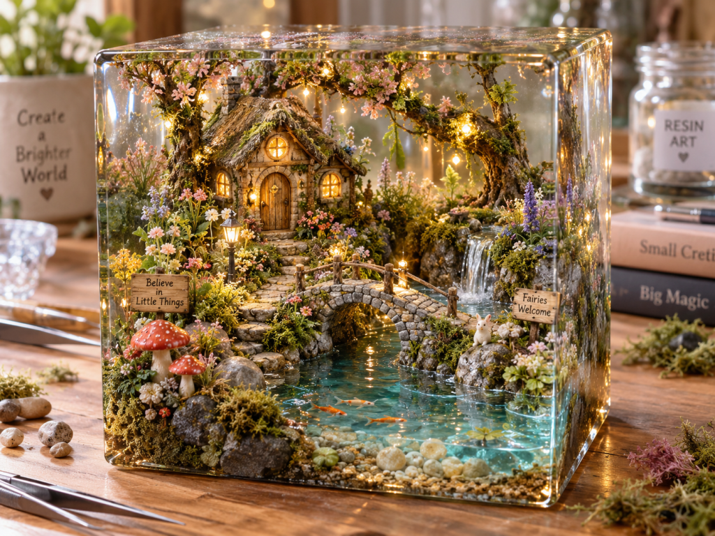 Whimsical Fairy Cottage Resin Diorama